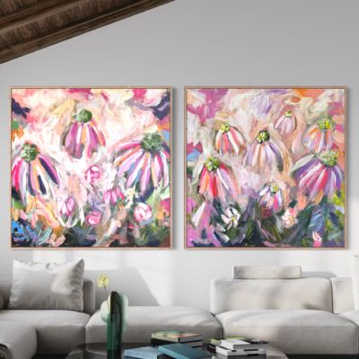 Two flowers paintings 100×100 #38